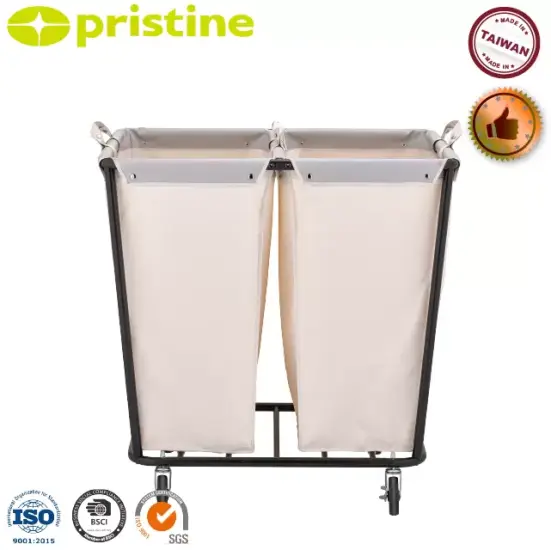 280L 商業用ランドリーカート 車輪付き - 2 セクションに分割