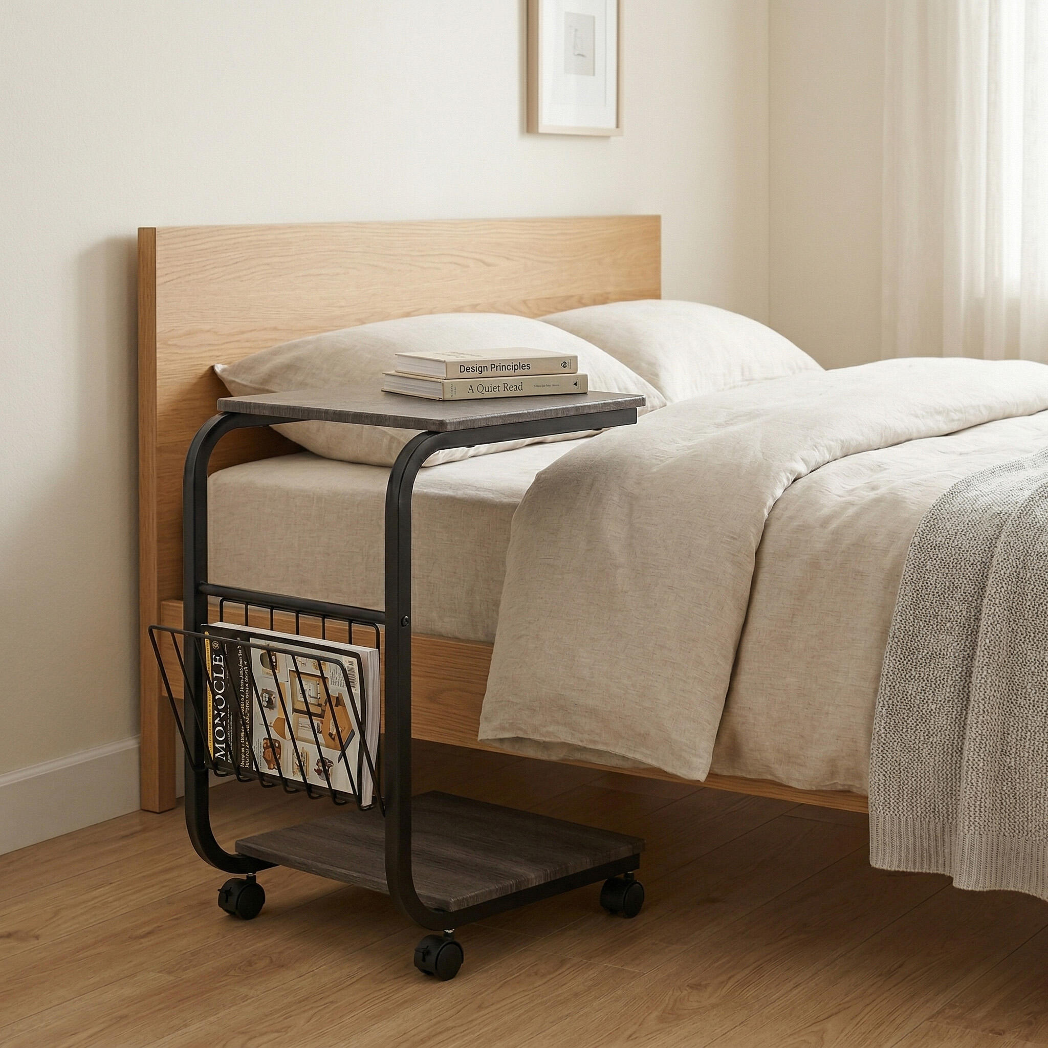 C字型ベッドサイドテーブル